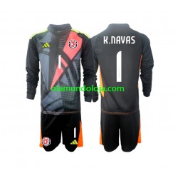Camisola Costa Rica Keylor Navas 1 Guarda-redes Criança Equipamento Terceiro 2024 Manga Comprida